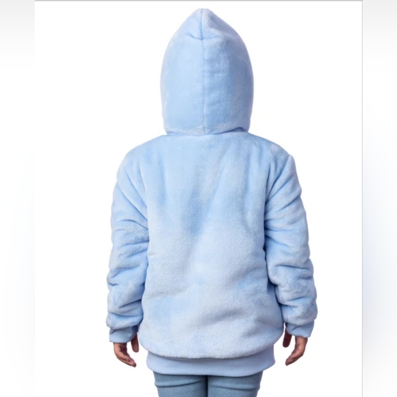 New! Kids' Disney Princess Blue Toddler Girls Zipper Plush Hoodie Pockets Size 5 - Picture 4 of 5